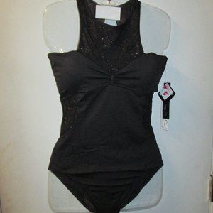 Leotard New Womens XL Dance Ballet Jazz Costume Black Bandeau Padded Bra Danshuz